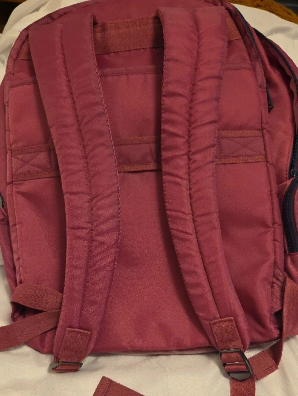 lug Dark Pink Echo Backpack with Blue Zipper Accents